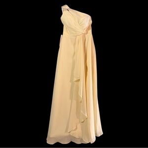 Butter Yellow Chiffon One-Shoulder Dress NWT